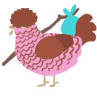 A pink and russet chicken with a lace pattern
