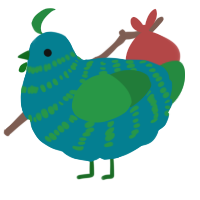 A sea and viridian chicken with a bar pattern