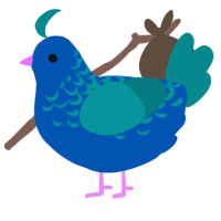 A ultramarine and teal chicken with a half-lace pattern