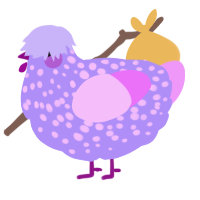 A lilac and lavender chicken with a speckle pattern