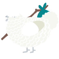 A white chicken with a lace pattern