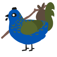 A ultramarine and olive chicken with a half-lace pattern