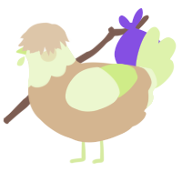 A beige and apple chicken with a head pattern