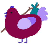 A maroon and lilac chicken