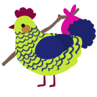 A lime and navy chicken with a lace pattern