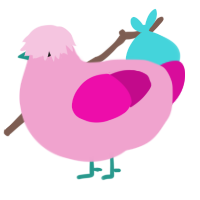 A pink and fuchsia chicken