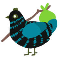 Troy, a black and sea chicken with a bar pattern
