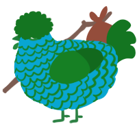 A cerulean and leaf chicken with a lace pattern
