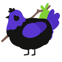A black and indigo chicken with a head pattern