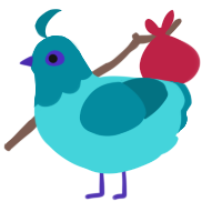 A aqua and sea chicken with a head pattern