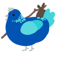 DB Bell, a ultramarine and aqua chicken with a neck-speckle pattern