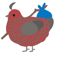 A red and grey chicken with a lace pattern