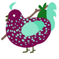 A wine and mint chicken with a speckle pattern
