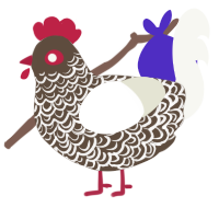 A bark and white chicken with a double-lace pattern