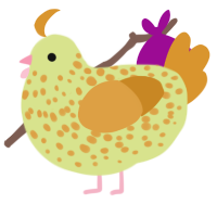 A lemon and orange chicken with a speckle pattern