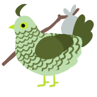 A gluppy and olive chicken with a lace pattern