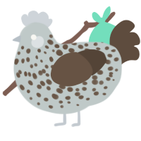 A silver and bark chicken with a speckle pattern