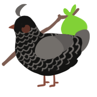 A black and grey chicken with a lace pattern