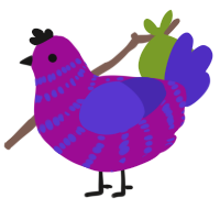 A plum and indigo chicken with a bar pattern