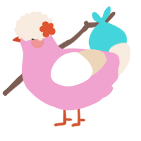 A pink and cream chicken
