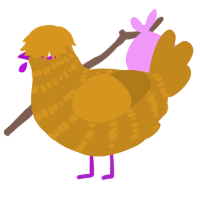 A ochre chicken with a bar pattern