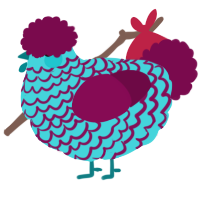 A aqua and wine chicken with a lace pattern