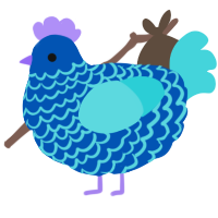 A ultramarine and aqua chicken with a lace pattern