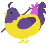 A yellow and overcast chicken with a head pattern