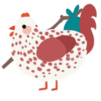 A white and red chicken with a speckle pattern