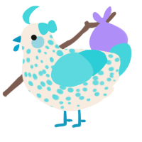 uno, a cream and aqua chicken with a speckle pattern