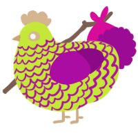 A lime and plum chicken with a lace pattern