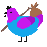 hyper, a sky and amethyst chicken with a head pattern