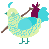 A apple and aqua chicken with a lace pattern