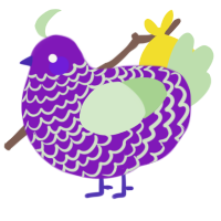 A violet and gluppy chicken with a lace pattern