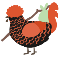 A sable and vermilion chicken with a lace pattern