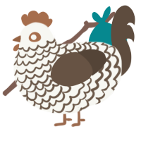 A white and bark chicken with a lace pattern