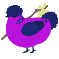 A amethyst and navy chicken with a neck-band pattern