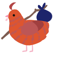 A vermilion and red chicken with a bar pattern