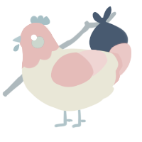 A navy and teal chicken with a head pattern