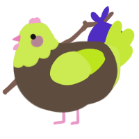 A bark and lime chicken with a head pattern
