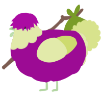 A plum and lemon chicken with a head pattern