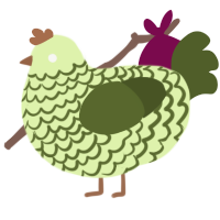 A apple and olive chicken with a lace pattern