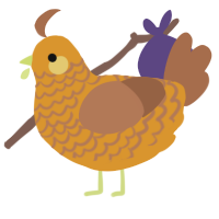 A orange and brown chicken with a lace pattern