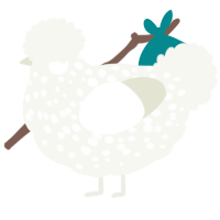 A white chicken with a speckle pattern
