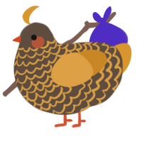 A bark and orange chicken with a lace pattern