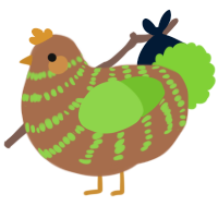 A brown and grass chicken with a bar pattern