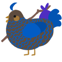 A bark and ultramarine chicken with a lace pattern