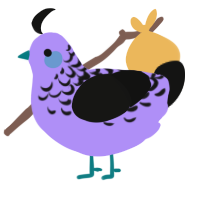 A lilac and black chicken with a half-lace pattern