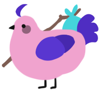 A pink and indigo chicken