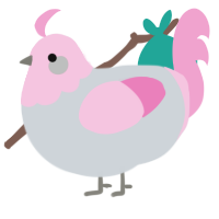 A mist and pink chicken with a head pattern
